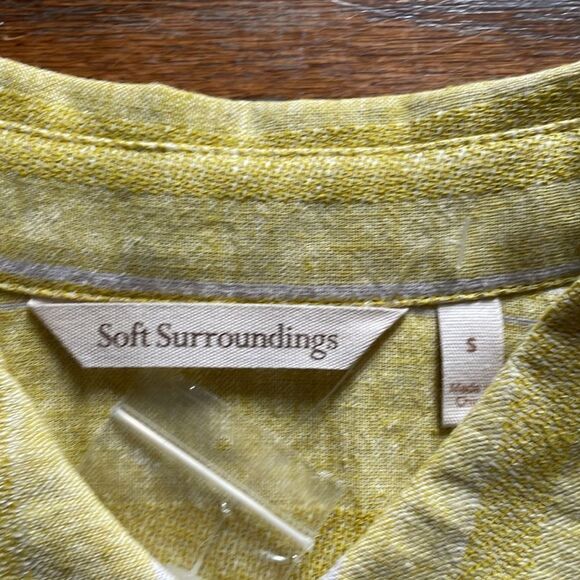 Soft Surroundings Yellow & White Striped Linen Top - Picture 2 of 6